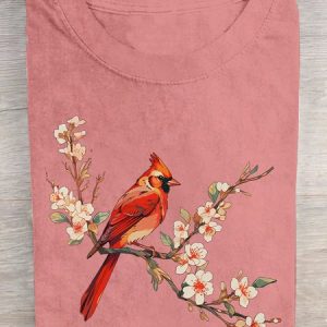 Cardinal Bird Cotton T-shirt, T-shirts, Lilicloth.com