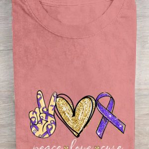 Peace Love Cure, Purple Ribbon Heart, Alzheimer's Awareness  Cotton T-shirt, T-shirts, Lilicloth.com
