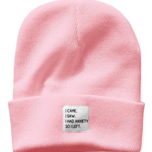 I Came I Saw I Had Anxiety So I Left Text Letter Beanie Hat, Hats, Lilicloth.com