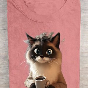 Women's Animal Short Sleeve Tee T-shirt Crew Neck Casual Summer Top, JustFashionNow T-Shirts, color:Orange Pink|size:3XL,