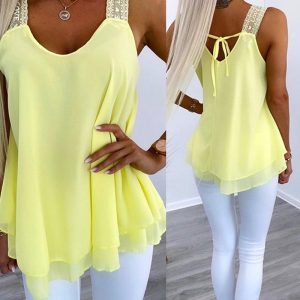 U-Neck Thick Strap Tank Contrast Lace Tied Detail Top, women Tanks & Crop Tops, ChicMe catalog