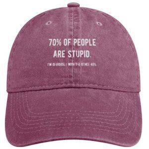 Men's Funny 70% Of People Are Stupid I'm Obviously The Other 40% Adjustable Denim Hat, Men's Hats, Lilicloth.com