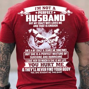 Men Funny I Am Not Perfect Husband Loose Casual T-Shirt, T-shirts, Lilicloth.com