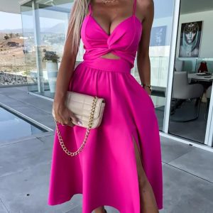 Twisted Slit Spaghetti Strap Casual Dress, women Casual Dresses, ChicMe catalog
