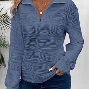 Women's Plaid Zipper Casual Spring/Fall Long Sleeve Sweatshirt, JustFashionNow Sweatshirts & Hoodies, color:Blue|size:XXL,