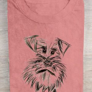The Lovely Dog Print Vintage Cotton T-shirt, T-shirts, Lilicloth.com