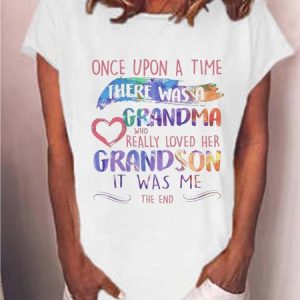 Women Grandma Letter Casual Loose Crew Neck T-Shirt, T-shirts, Lilicloth.com