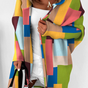 Women's Spring/Fall Outerwear Casual Geometric Long Sleeve Hoodie Jacket, JustFashionNow Jackets, color:Multicolor|size:XL,