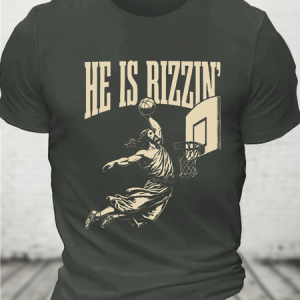 He Is Rizzin Christian 2 Cotton T-Shirt, T-shirts, Lilicloth.com