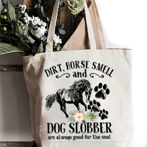 Cute Horse And Dog Flower Dirt Horse Smell Simple Shopping Tote, Bags, Lilicloth.com
