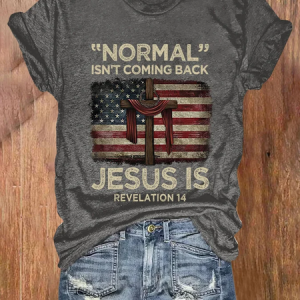 Retro вЂњNormalвЂќ Isn't Coming Back Jesus Is Print T-Shirt, T-shirts, Lilicloth.com