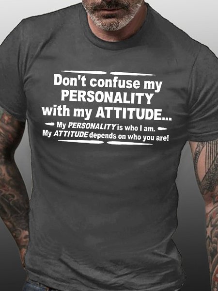 Funny My Personality with My Attitude Casual Short Sleeve T-Shirt, T-shirts, Lilicloth.com