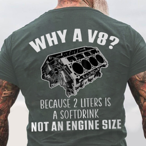Why A V8 Back Cotton T-Shirt, T-shirts, Lilicloth.com