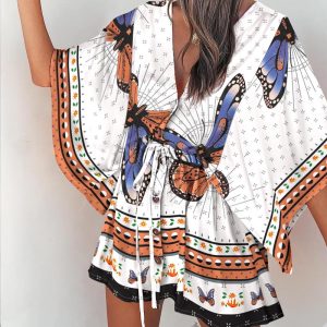 Butterfly Print Batwing Sleeve Casual Dress, women Casual Dresses, ChicMe catalog