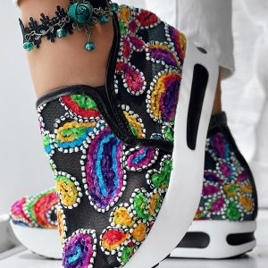 Floral Pattern Embroidery Mesh Sneakers, Sneakers, ChicMe catalog