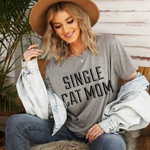 Mother's Day Single Cat Mom Graphic Tee, T-shirts, Lilicloth.com