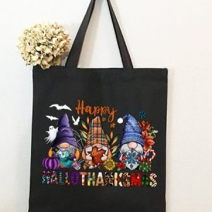 Happy Hallo Thanks Mas Halloween Graphic Shopping Tote Bag, Bags, Lilicloth.com