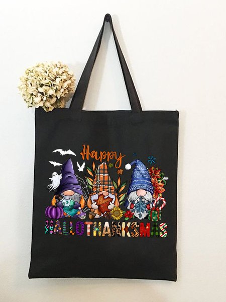 Happy Hallo Thanks Mas Halloween Graphic Shopping Tote Bag, Bags, Lilicloth.com