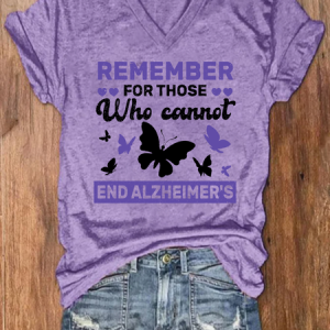REMEMBER ❤ FOR THOSE Who cannot END ALZHEIMER'S Loose Simple Floral T-Shirt, T-shirts, Lilicloth.com