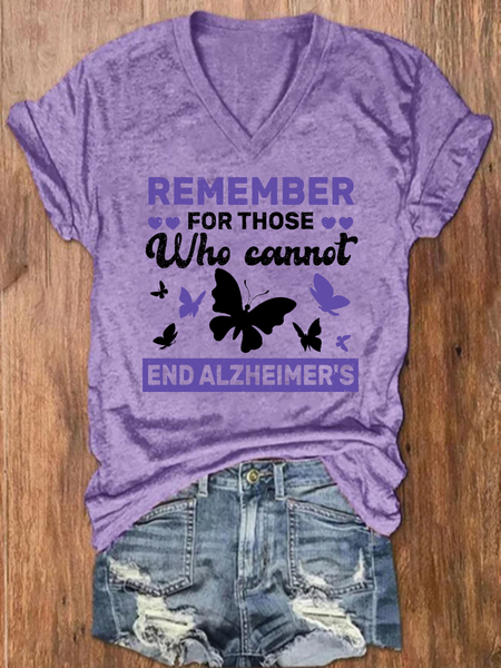 REMEMBER ❤ FOR THOSE Who cannot END ALZHEIMER'S Loose Simple Floral T-Shirt, T-shirts, Lilicloth.com