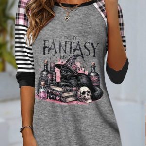 Women's Long Sleeve Tee T-shirt Spring/Fall Striped Jersey Crew Neck Daily Going Out Casual Top, JustFashionNow Shirts & Blouses, color:Gray|size:XXL,