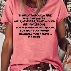 Womens Funny Sister Letter Crew Neck T-Shirt, T-shirts, Lilicloth.com