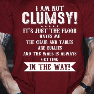 I Am Not Clumsy Short Sleeve Vintage Crew Neck Short Sleeve T-Shirt, T-shirts, Lilicloth.com