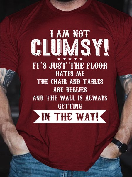 I Am Not Clumsy Short Sleeve Vintage Crew Neck Short Sleeve T-Shirt, T-shirts, Lilicloth.com