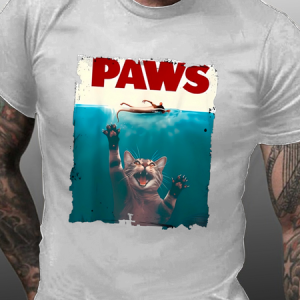 Cotton Paws Kitten Crew Neck Text Letters Casual T-Shirt, T-shirts, Lilicloth.com