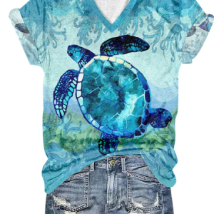 Turtle Casual Crew Neck T-Shirt, T-shirts, Lilicloth.com