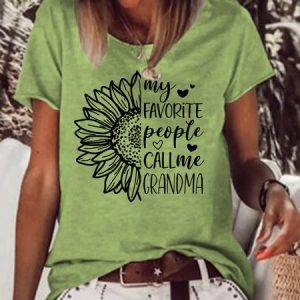 My favorite people call me Grandma Tshirt Sunflower Short sleeve Top, T-shirts, Lilicloth.com
