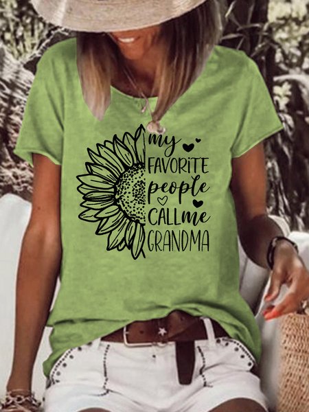 My favorite people call me Grandma Tshirt Sunflower Short sleeve Top, T-shirts, Lilicloth.com