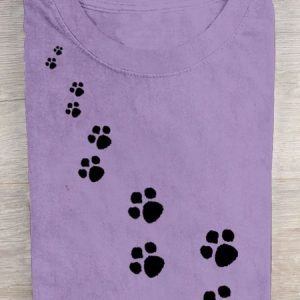 Casual Dog Paw Print T-Shirt, T-shirts, Lilicloth.com