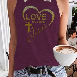 Jesus Love Me Some Casual Crew Neck Knit Tank, Tank Tops, Lilicloth.com
