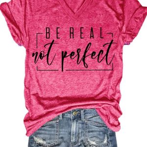 Be Real Letter Casual Short Sleeve T-Shirt, T-shirts, Lilicloth.com