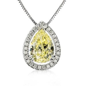 Necklaces - Classic Halo Pear Cut Yellow Topaz Pendant Necklace, Apparel & Accessories, Italo jewelry - Online Catalog