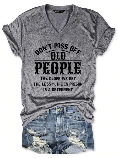 Don't Piss Off Old People Casual Short Sleeve T-shirt, T-shirts, Lilicloth.com