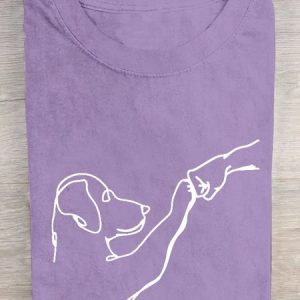 Loose Crew Neck Casual Dog T-Shirt, T-shirts, Lilicloth.com