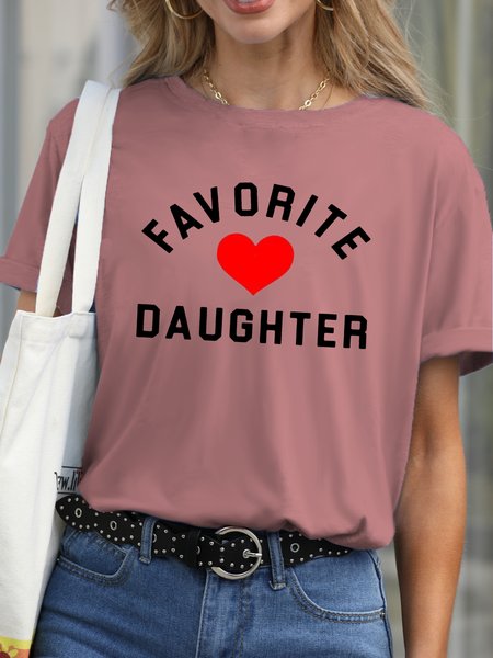 Womens Favorite Daughter Cotton Letter Short Sleeve T-Shirt, T-shirts, Lilicloth.com