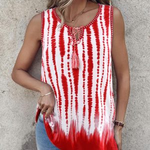 Tie Dye Print Knotted Tank Top, women Tanks & Crop Tops, ChicMe catalog