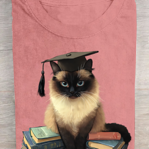 A Cat Who Loves To Learn Cotton T-Shirt, T-shirts, Lilicloth.com