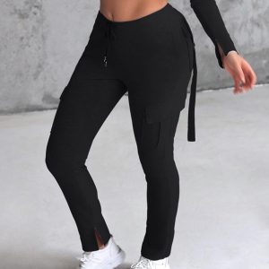 Drawstring Slit Pocket Design Sweatpants, Pants, ChicMe catalog