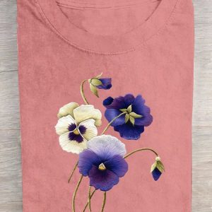 Alzheimer's Awareness Purple Floral Print Cotton T-shirt, T-shirts, Lilicloth.com