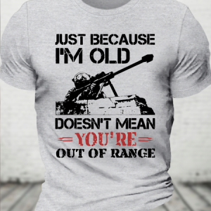 Cotton Just Because I'm Old Doesn't Mean You're Out Of Range Loose Crew Neck Casual T-Shirt, T-shirts, Lilicloth.com