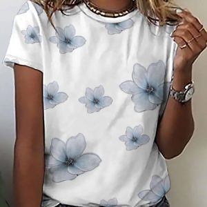 Floral Loosen Sweet Short Sleeve Tops, T-shirts, Lilicloth.com