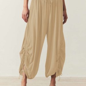 Women's Trousers Bloomers Daily Going Out Casual Plain Spring/Fall Pants, JustFashionNow Pants, color:Apricot|size:XXL,
