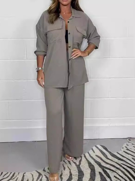Women's Plain Daily Going Out Two Piece Set Long Sleeve Casual Spring/Fall Top With Pants Matching Set, JustFashionNow Suit Set, color:Gray|size:5XL,