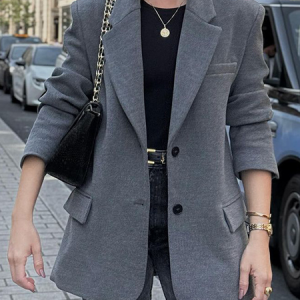 Loose Urban Shawl Collar Blazer, JustFashionNow Blazers, color:Gray|size:XL,