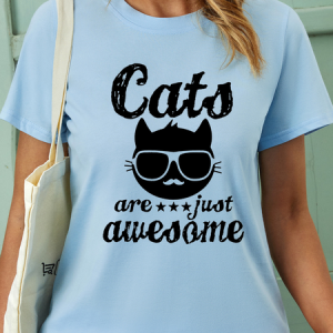 WomenвЂ™s Cats Are Just Awesome Crew Neck Casual T-Shirt, T-shirts, Lilicloth.com
