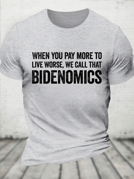Cotton Bidenomics Casual Crew Neck Text Letters T-Shirt, T-shirts, Lilicloth.com